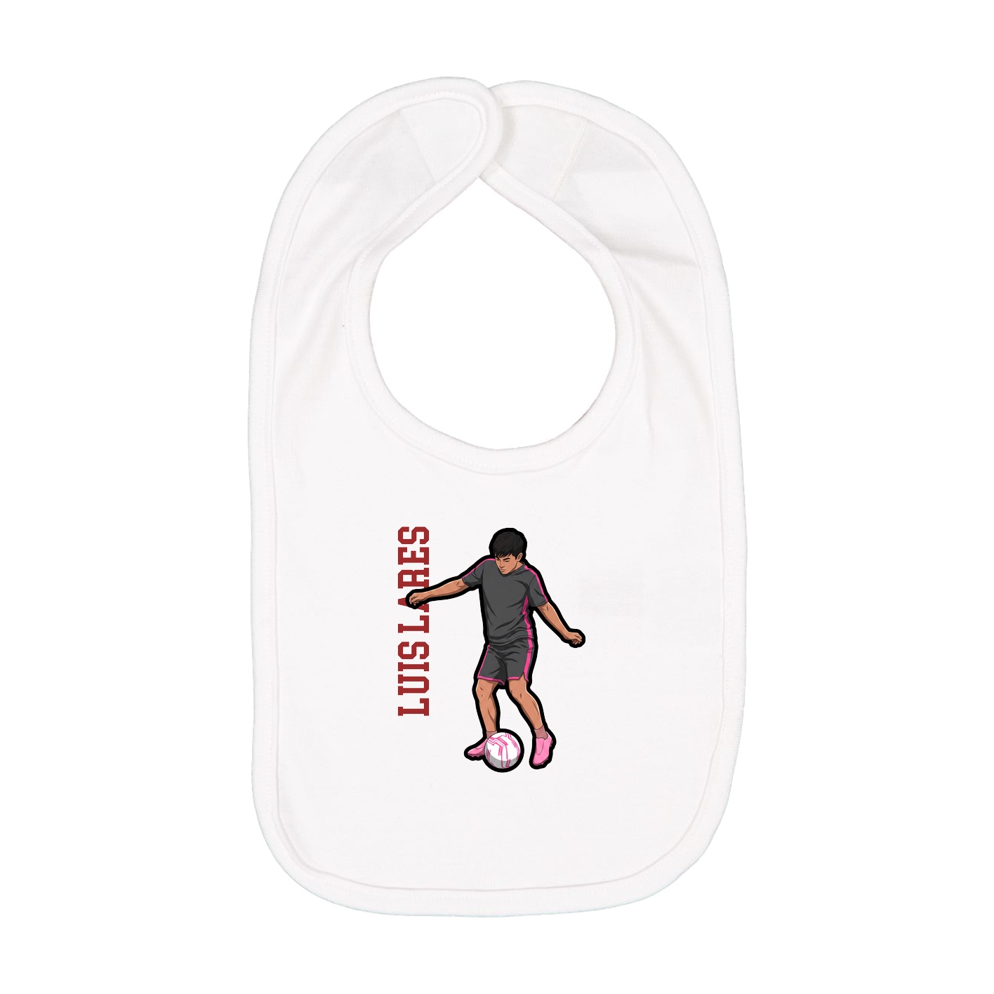 Infant Bib — Name Vertical in White