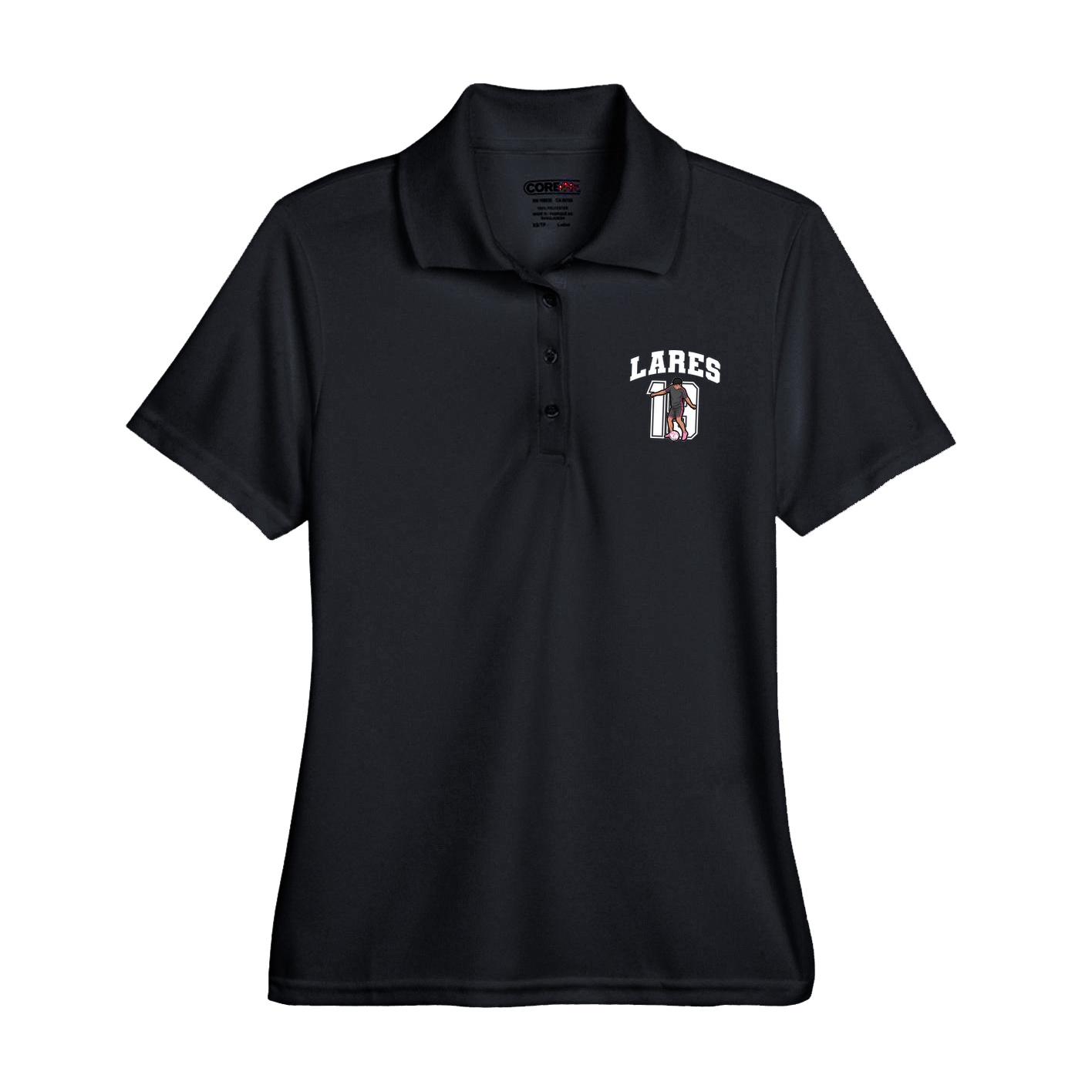 Womens Performance Polo — Number in Black