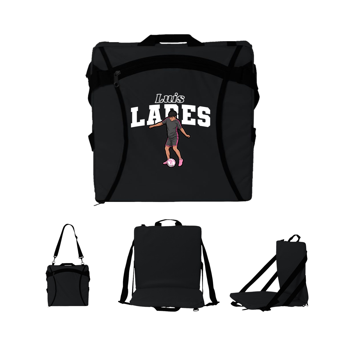 Folding Stadium Seat — Name Arch in Black