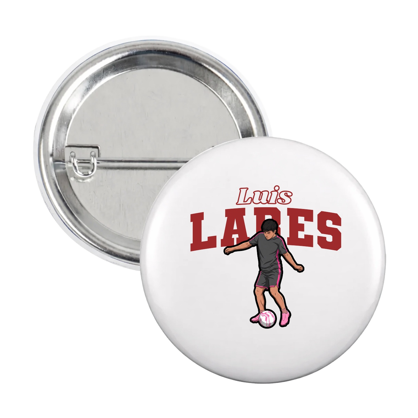 Game Day Button — Name Arch in White