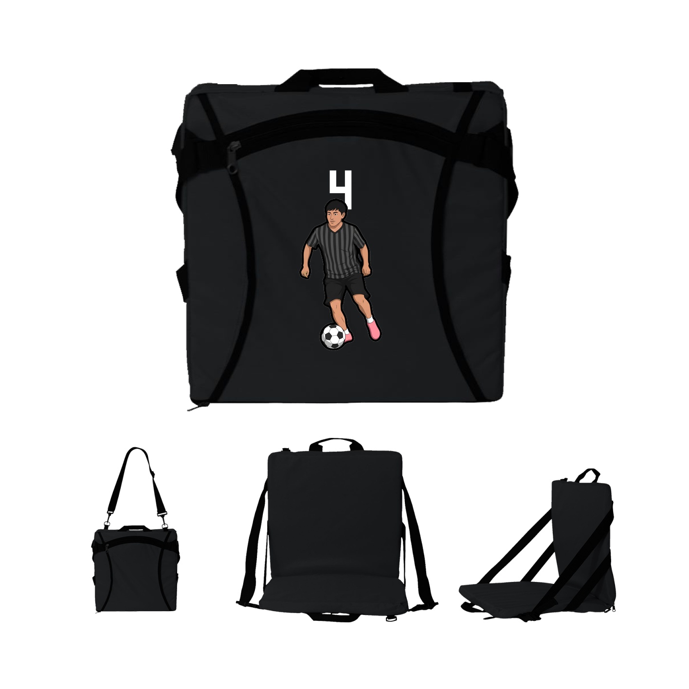 Folding Stadium Seat — Number Top in Black
