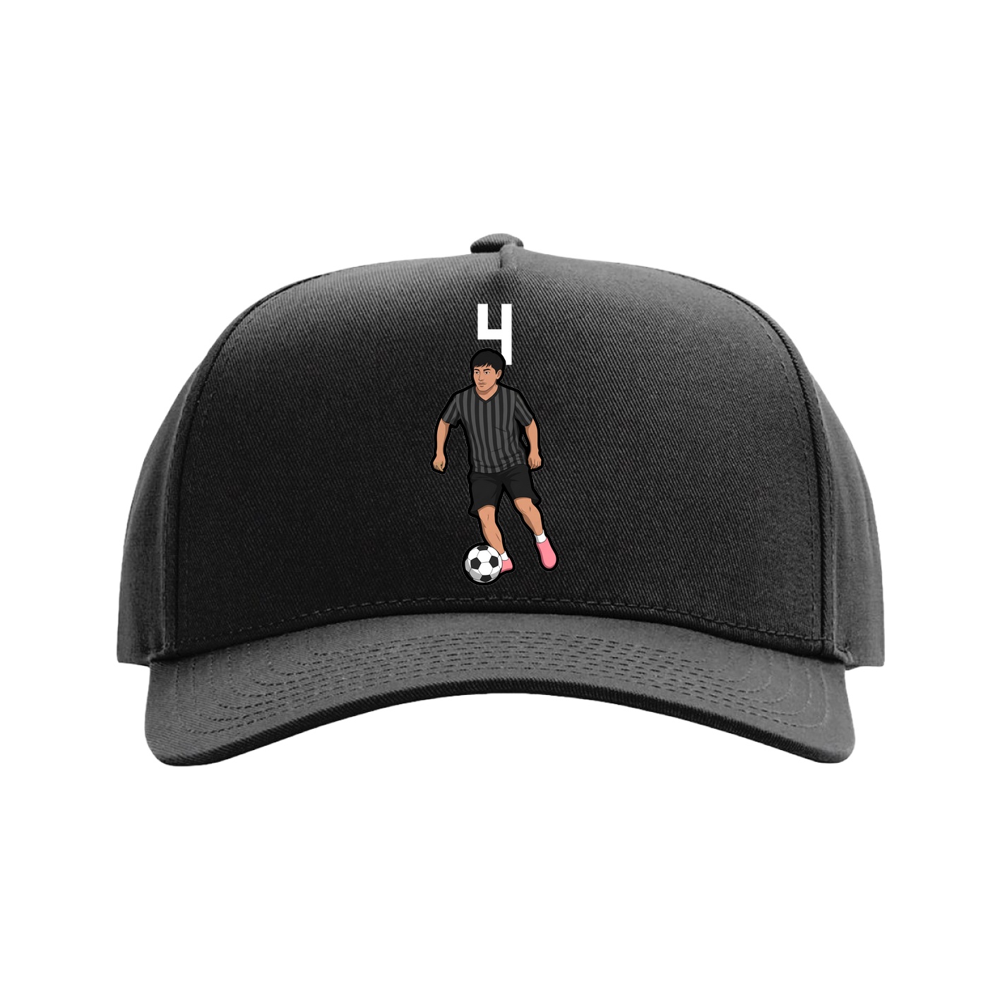Full Fabric Five-Panel Champ Cap — Number Top in Black