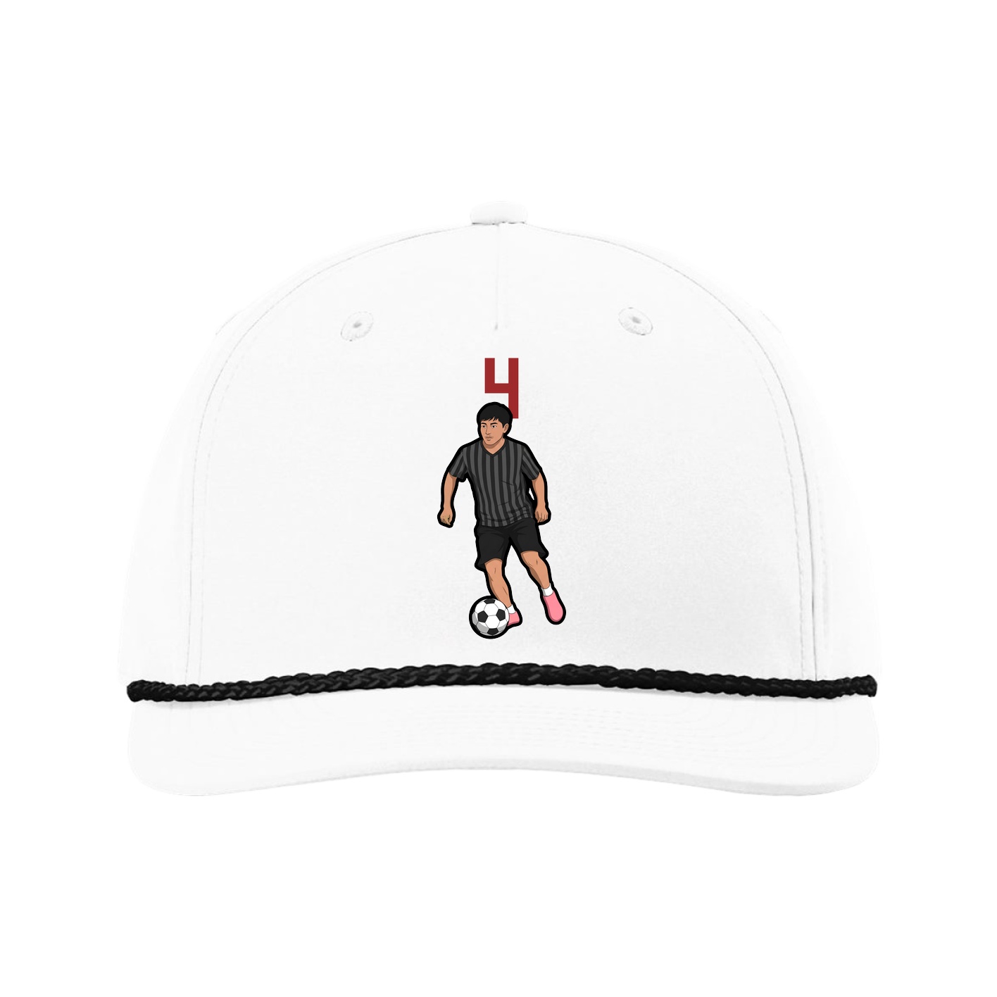 Five-Panel Classic Rope Cap — Number Top in White