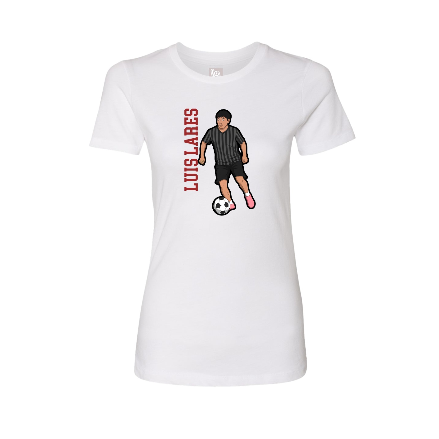 Womens Tee — Name Vertical in White