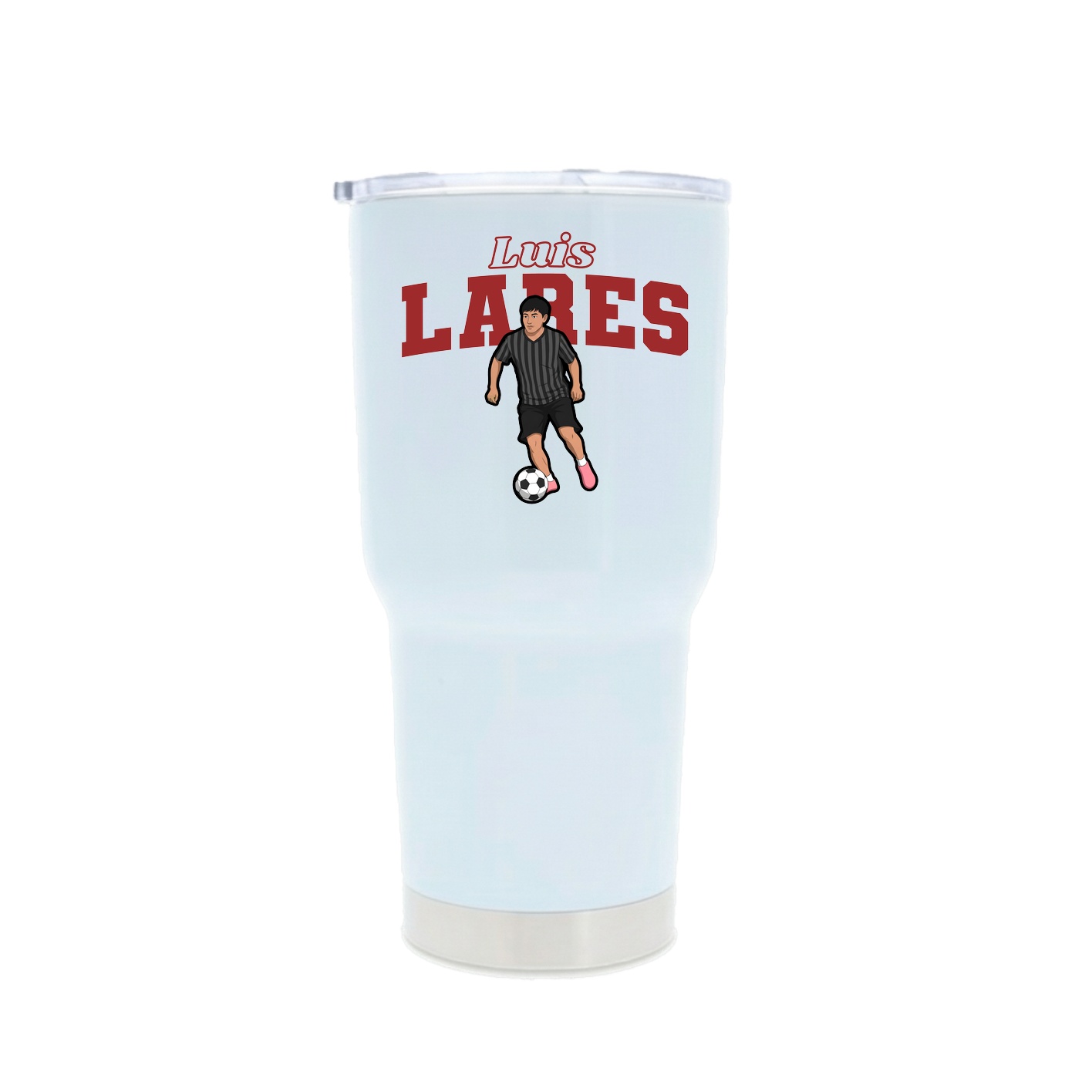 30oz Stainless Steel Tumbler — Name Arch in White