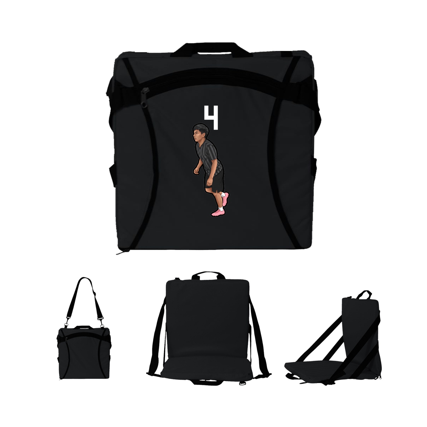 Folding Stadium Seat — Number Top in Black