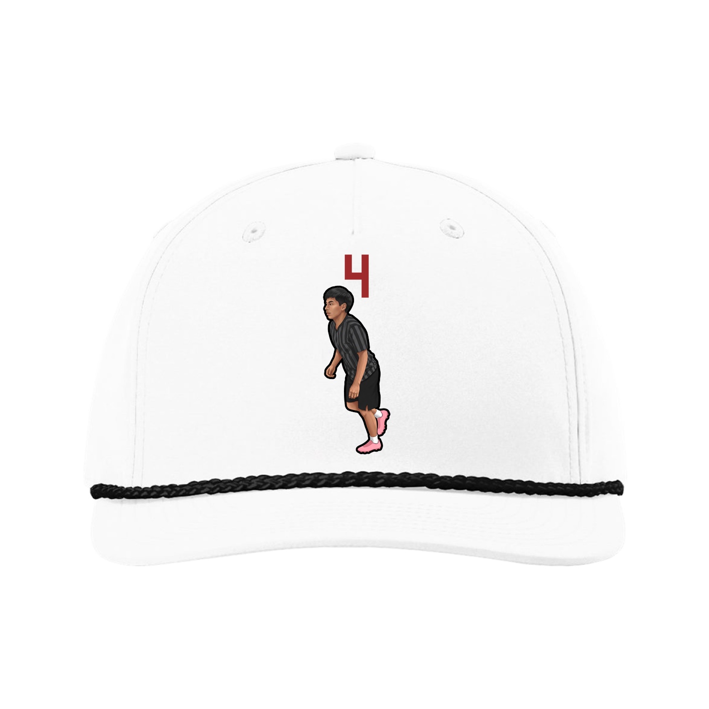 Five-Panel Classic Rope Cap — Number Top in White