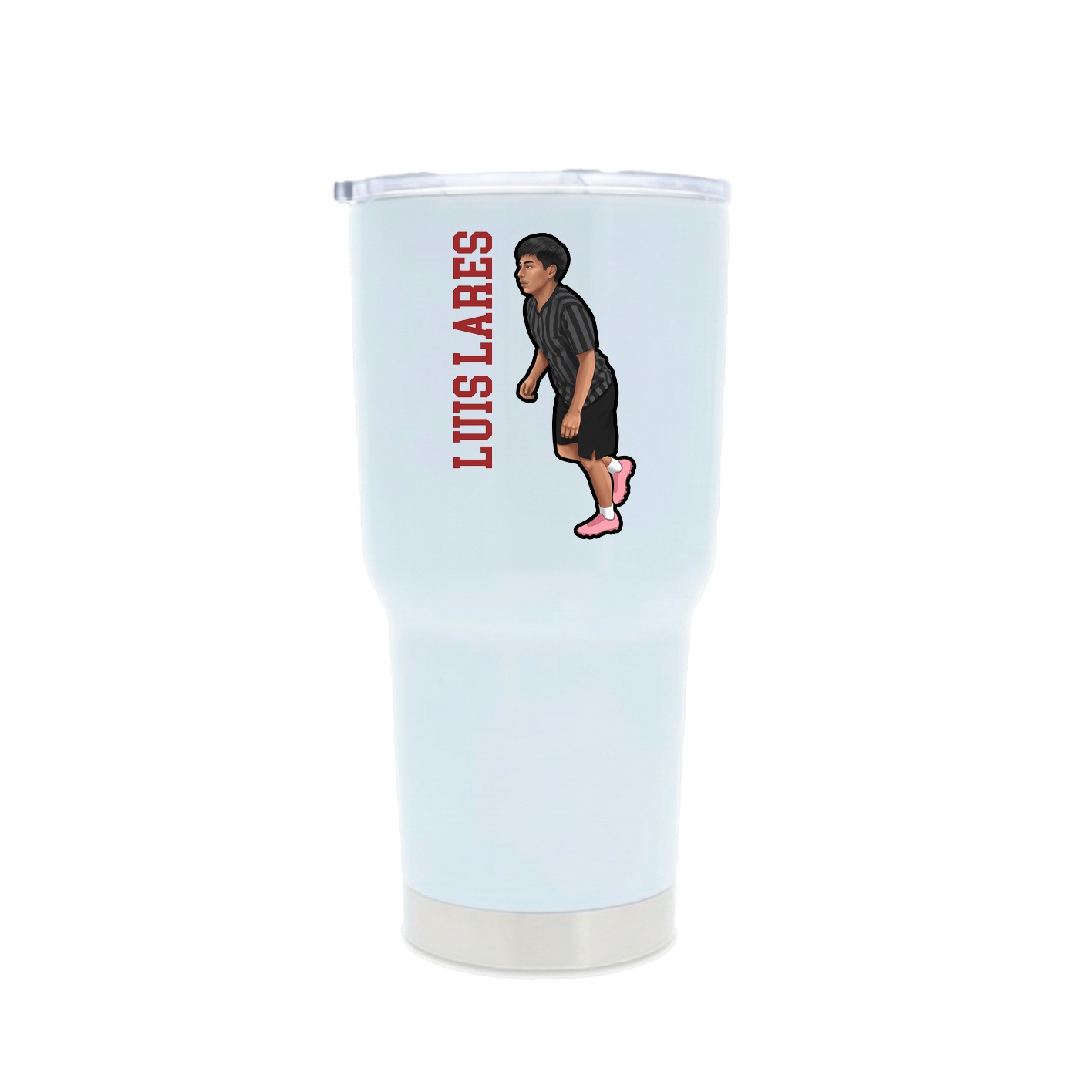 30oz Stainless Steel Tumbler — Name Vertical in White