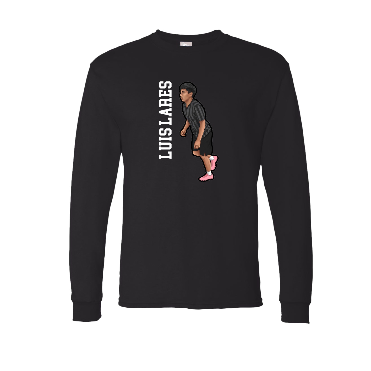Long Sleeve Tee — Name Vertical in Black
