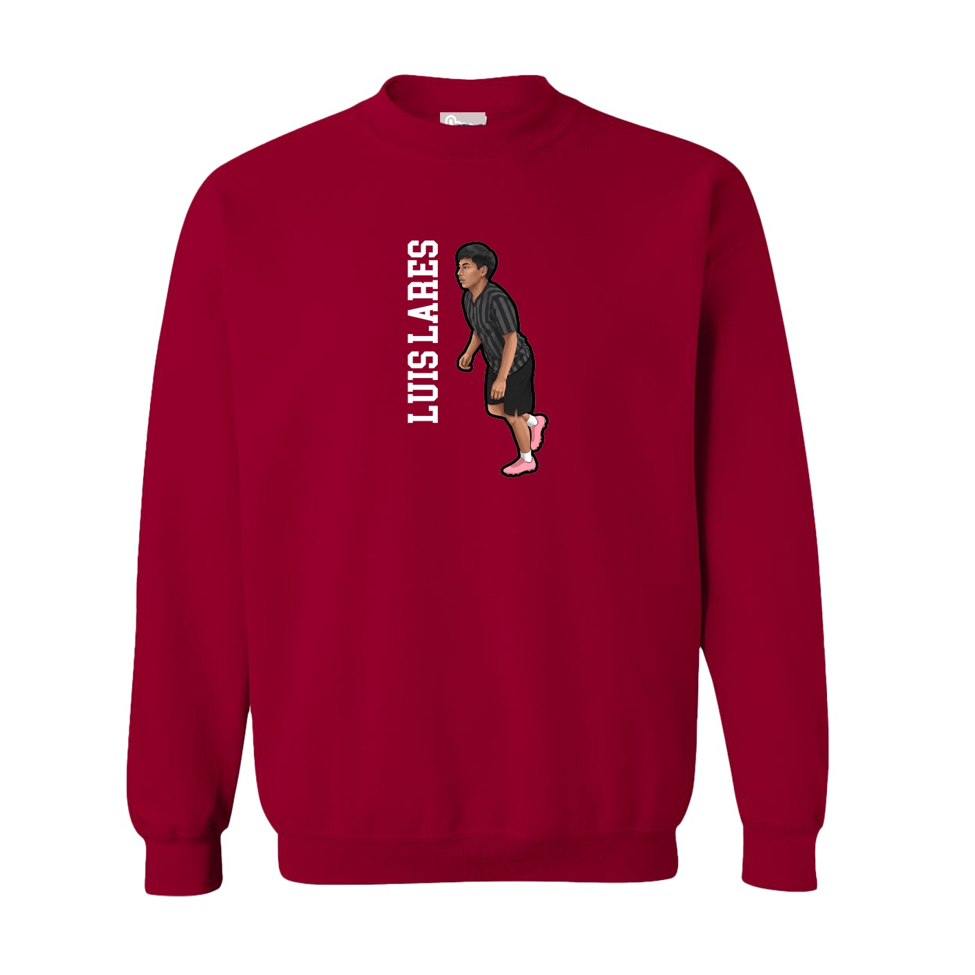 Fleece Crew — Name Vertical in Cardinal