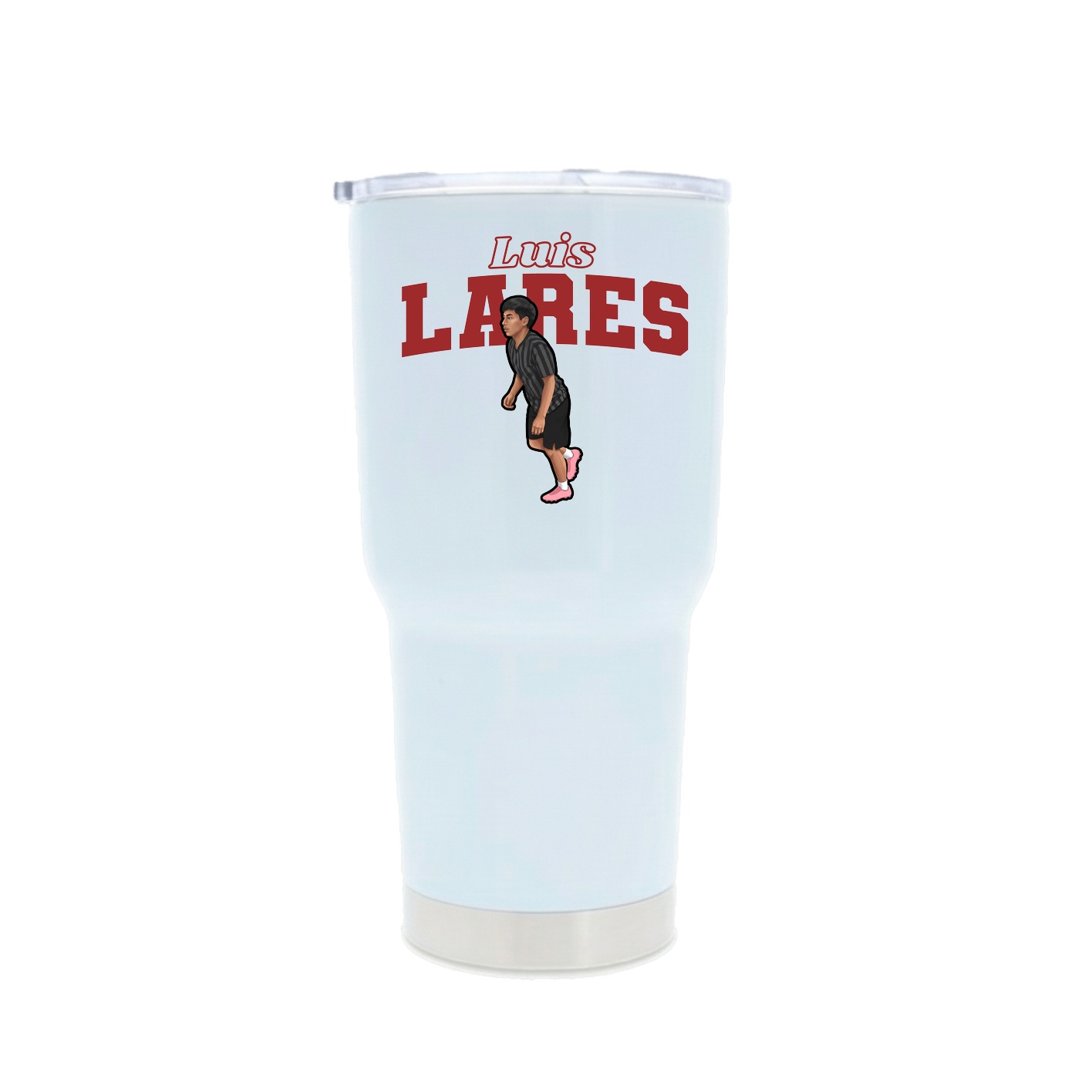 30oz Stainless Steel Tumbler — Name Arch in White