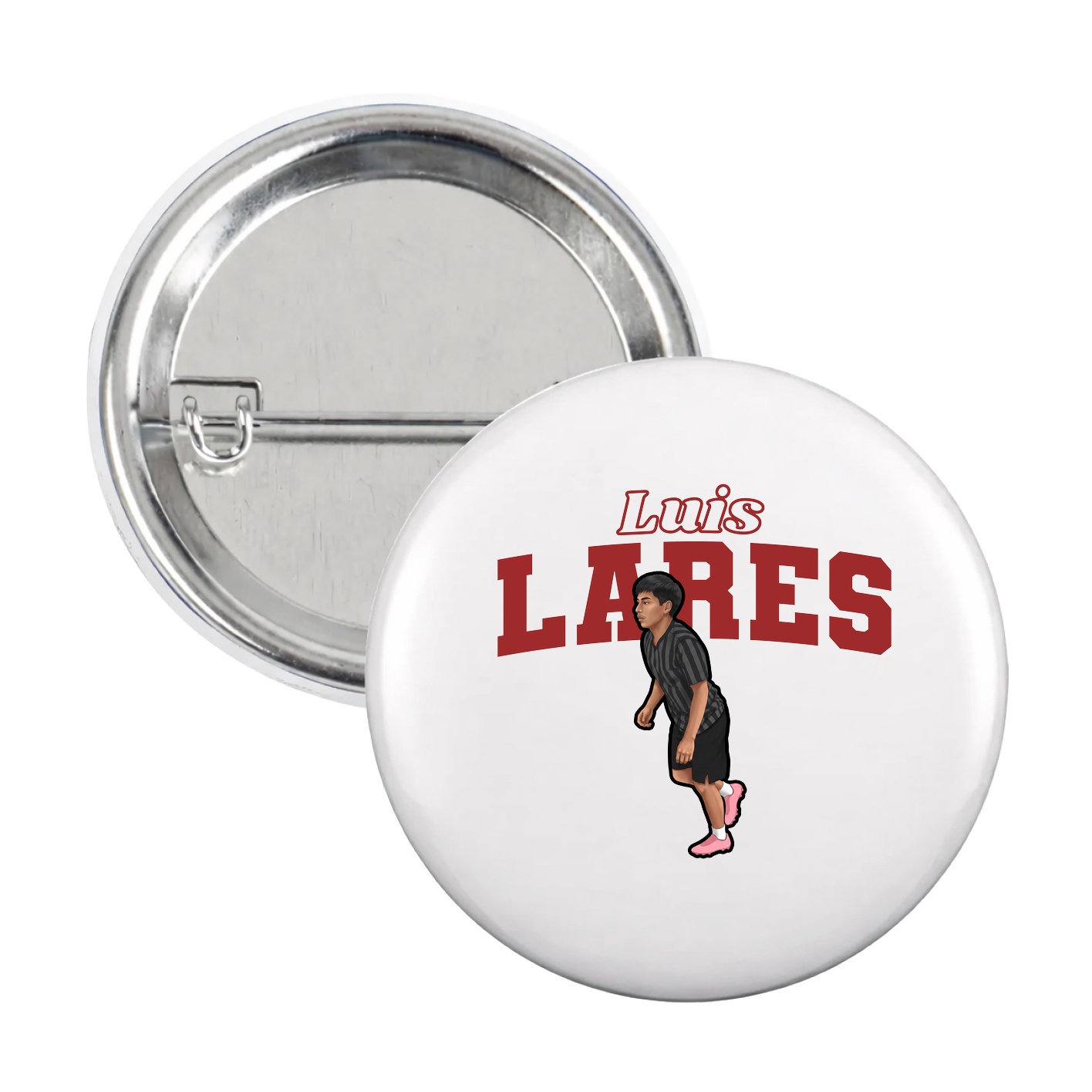 Game Day Button — Name Arch in White