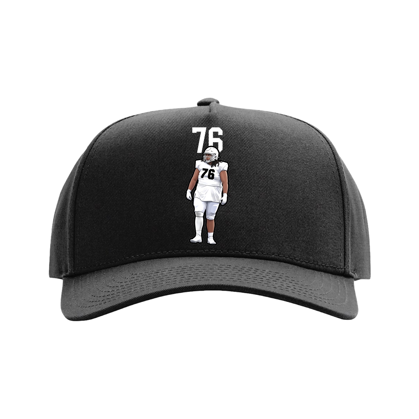Full Fabric Five-Panel Champ Cap — Number Top in Black