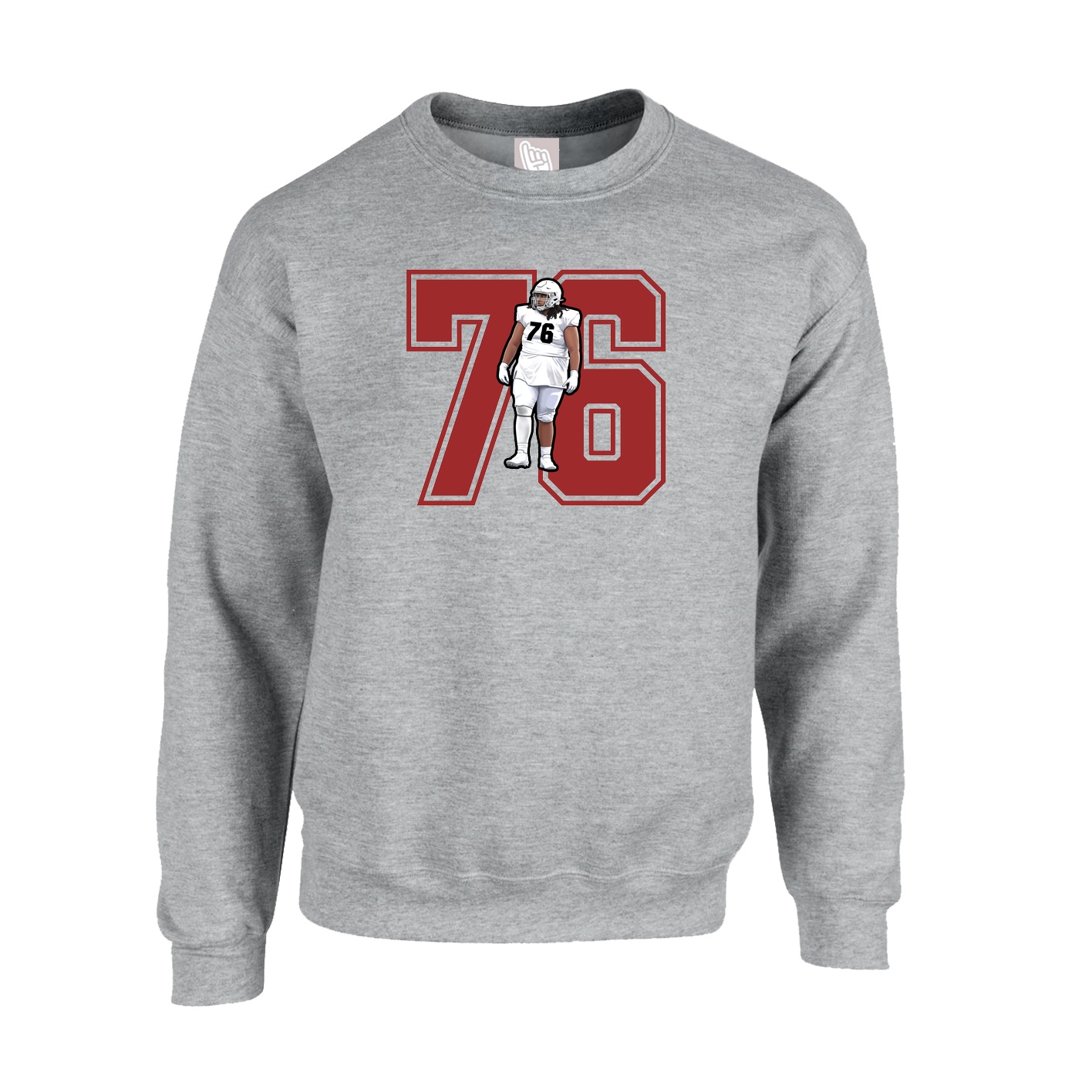 Fleece Crew — Number in Grey