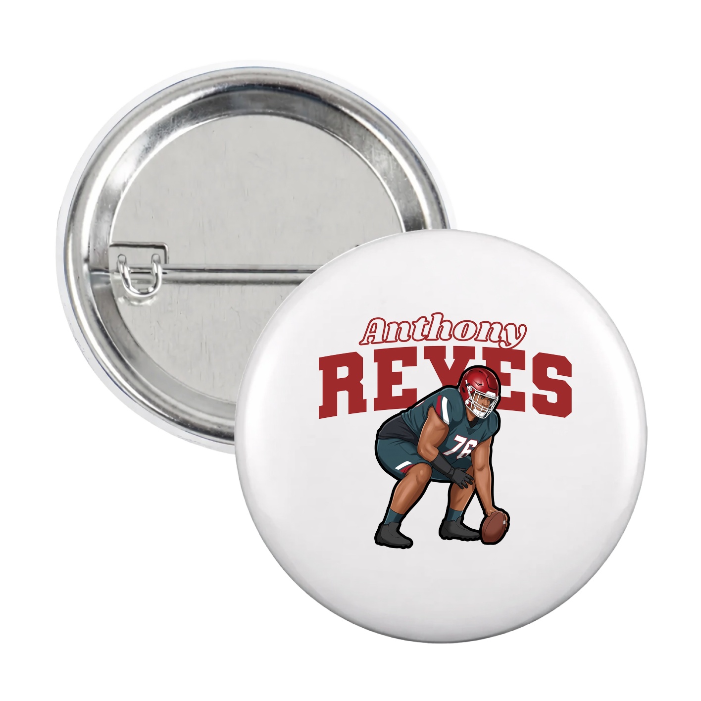 Game Day Button — Name Arch in White