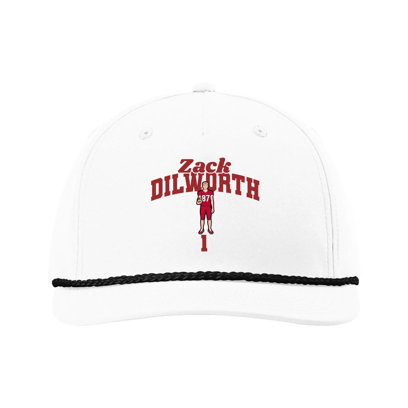Five-Panel Classic Rope Cap — Signature Arch in White