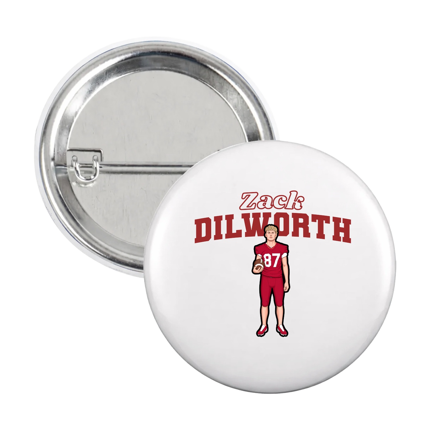 Game Day Button — Name Arch in White