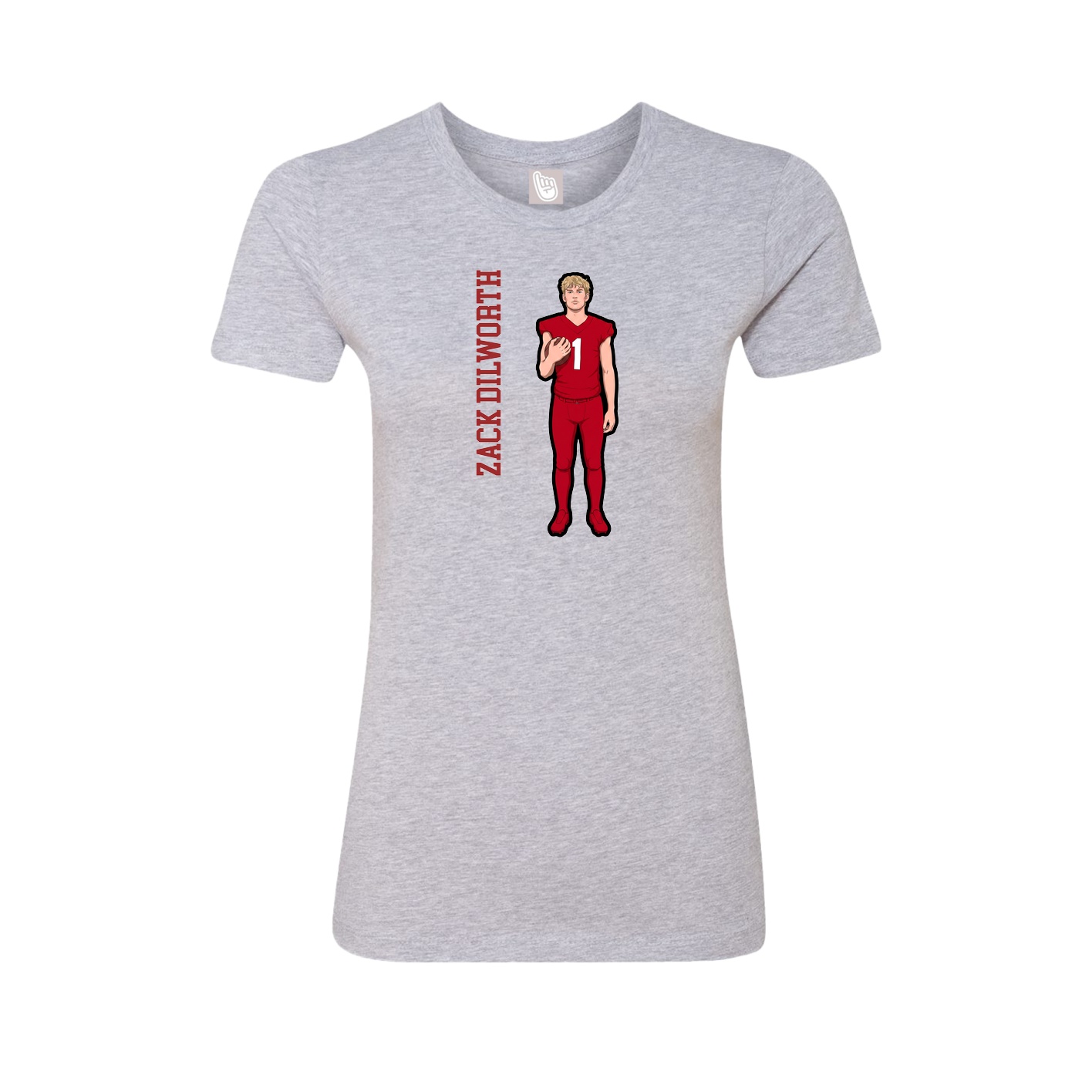 Fitted Women's Tee — Name Vertical in Grey