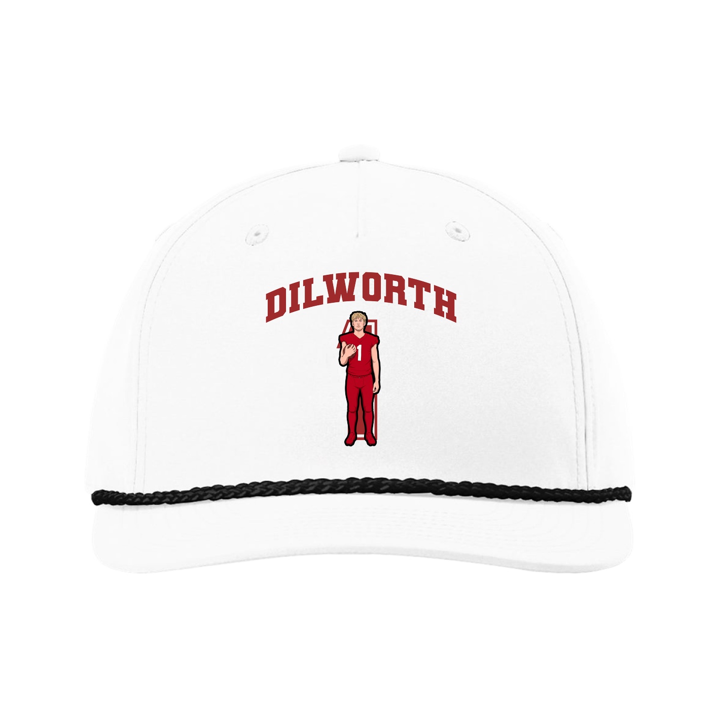 Five-Panel Classic Rope Cap — Number in White