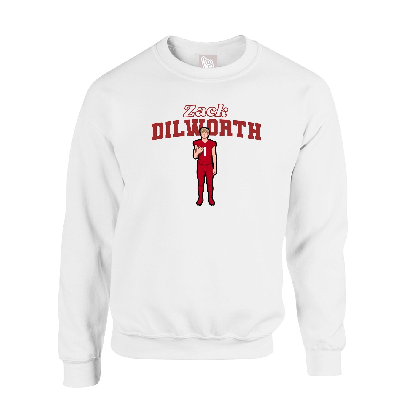 Fleece Crew — Name Arch in White