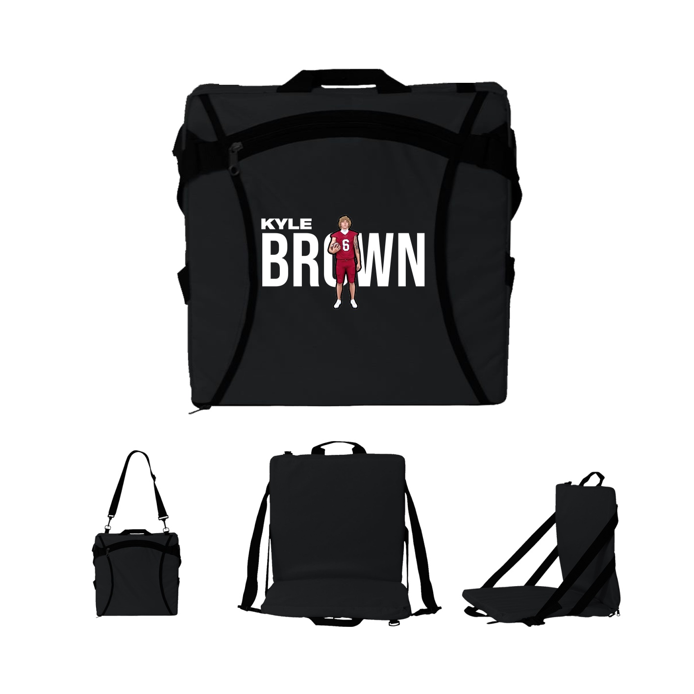 Folding Stadium Seat — Player Name in Black