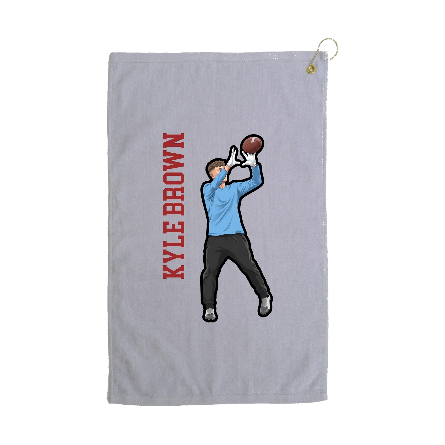 Golf Towel — Name Vertical in Grey