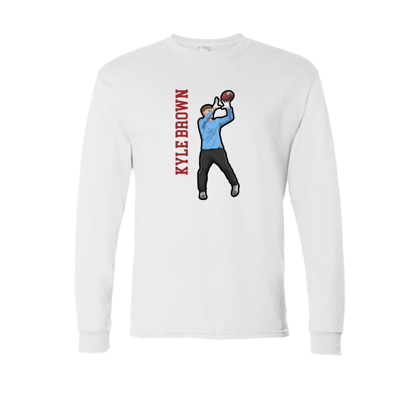 Long Sleeve Tee — Name Vertical in White