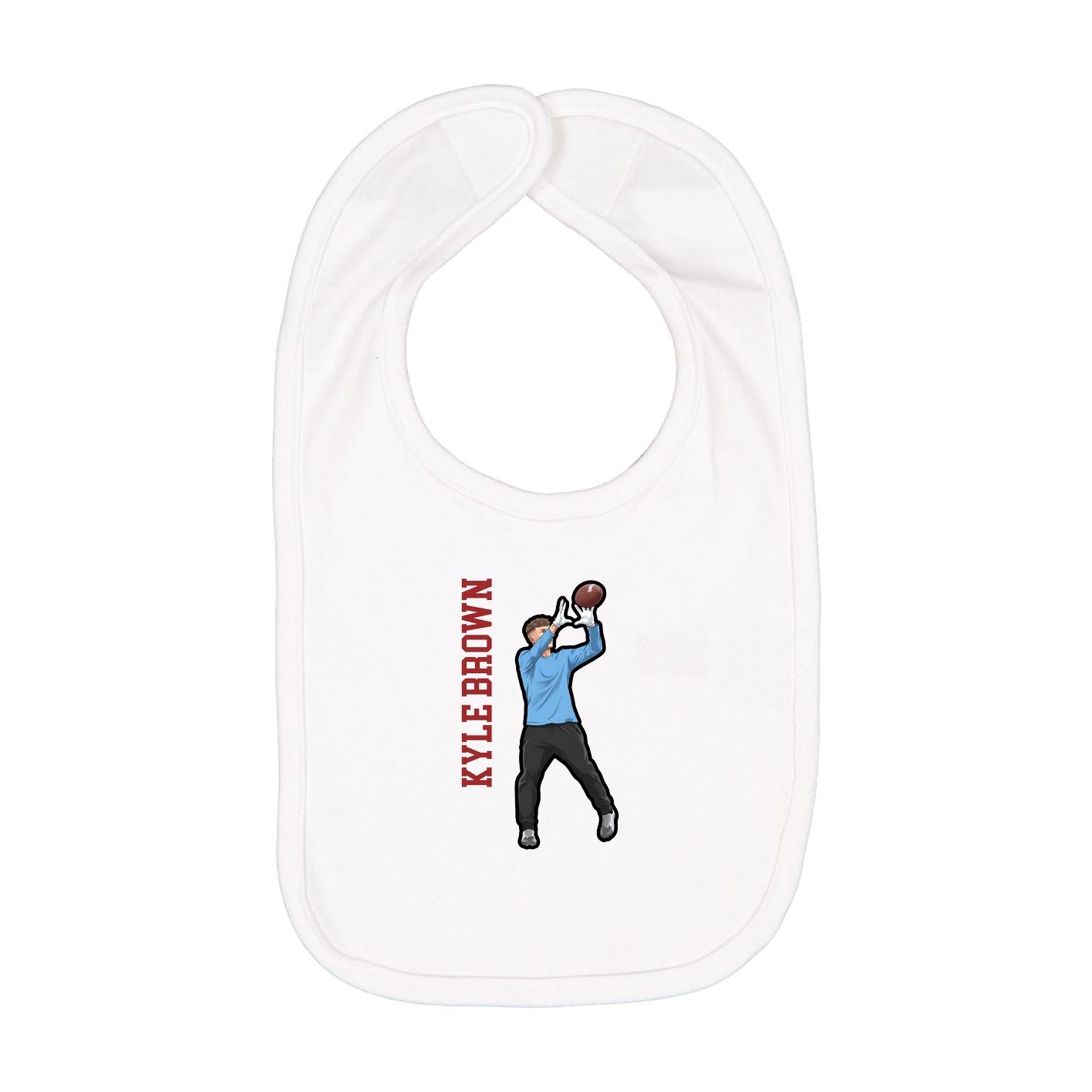 Infant Bib — Name Vertical in White