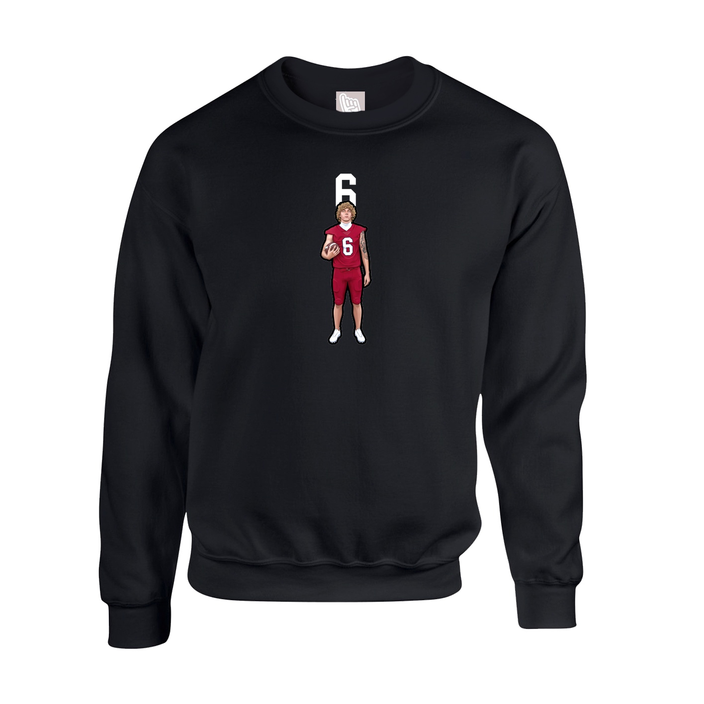 Fleece Crew — Number Top in Black