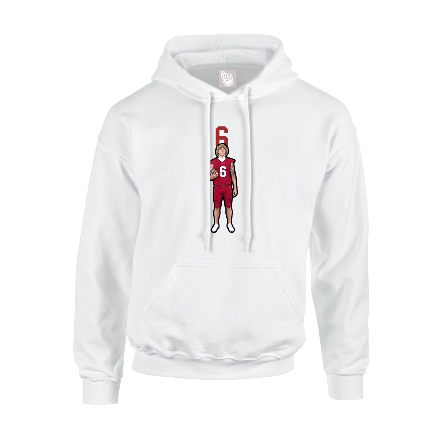 Youth Hoodie — Number Top in White