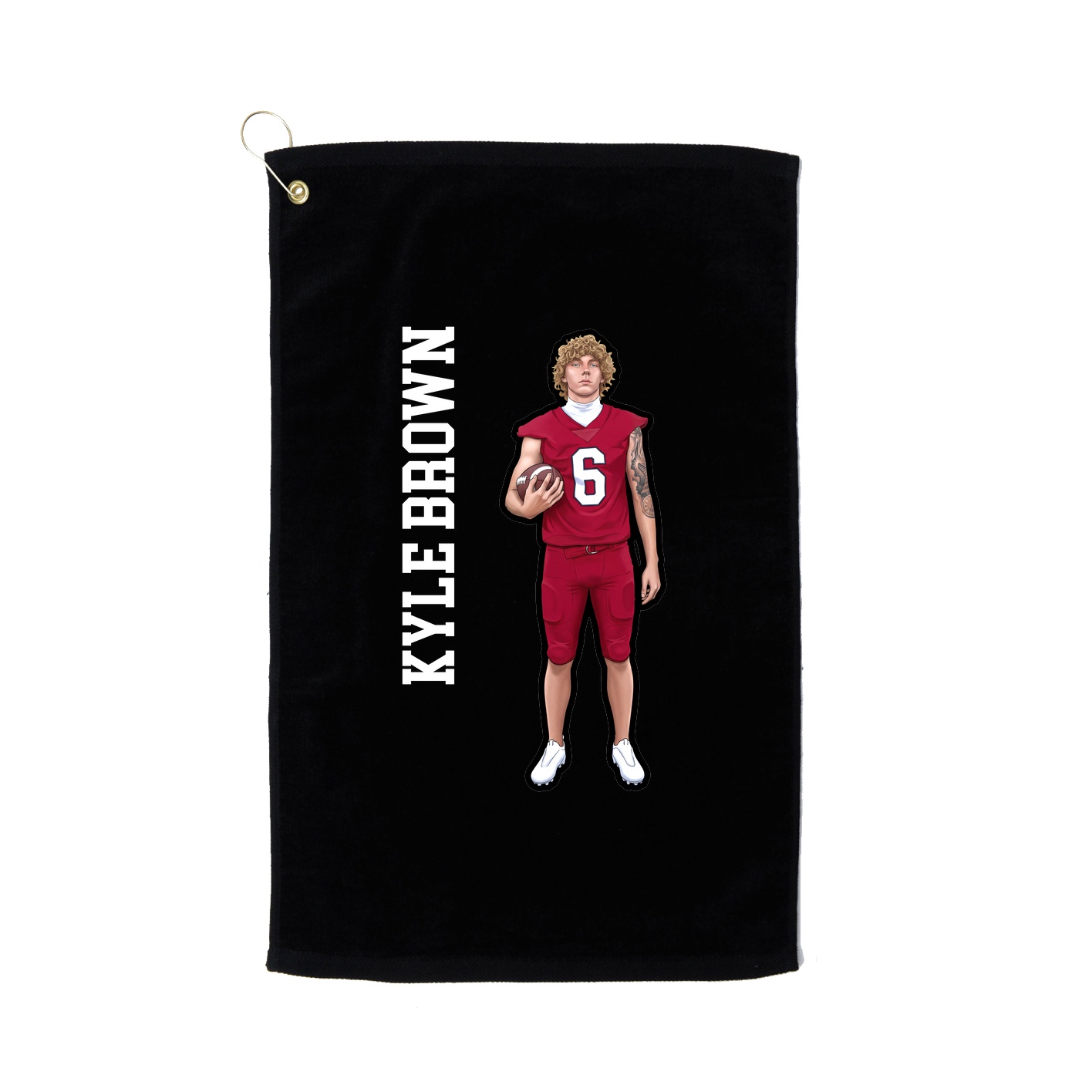 Golf Towel — Name Vertical in Black
