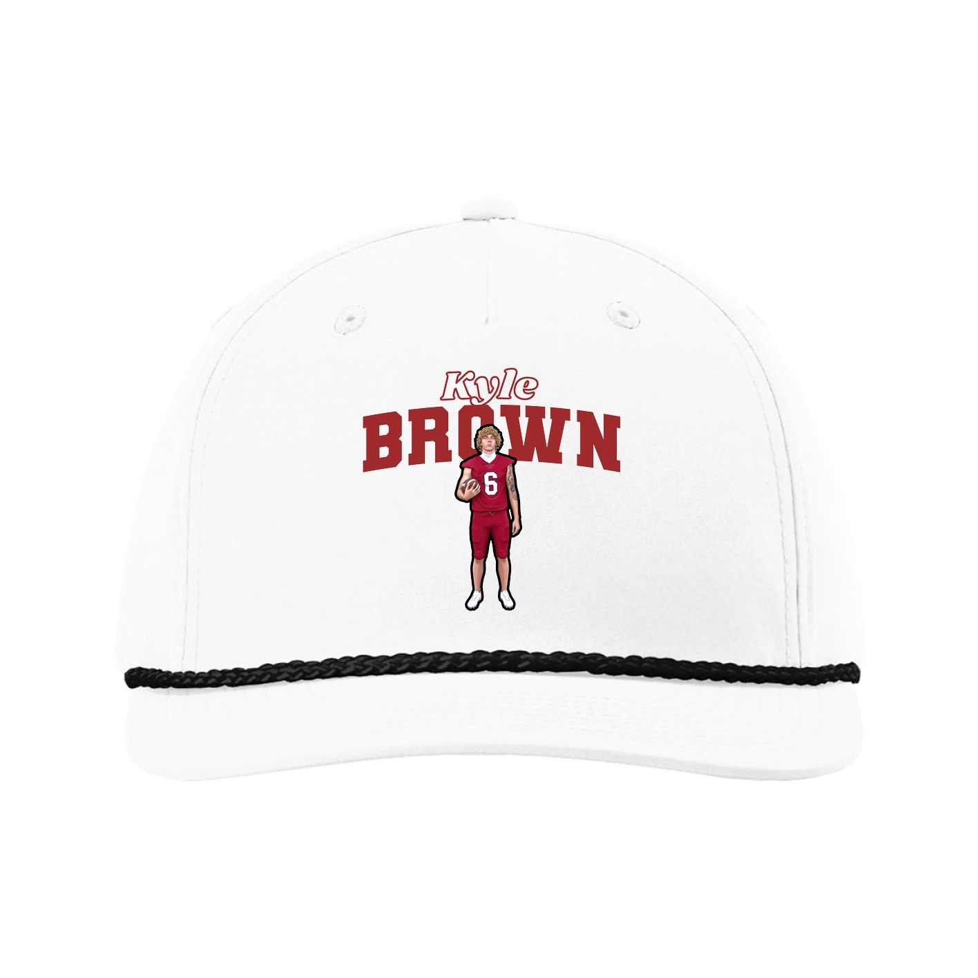 Five-Panel Classic Rope Cap — Name Arch in White