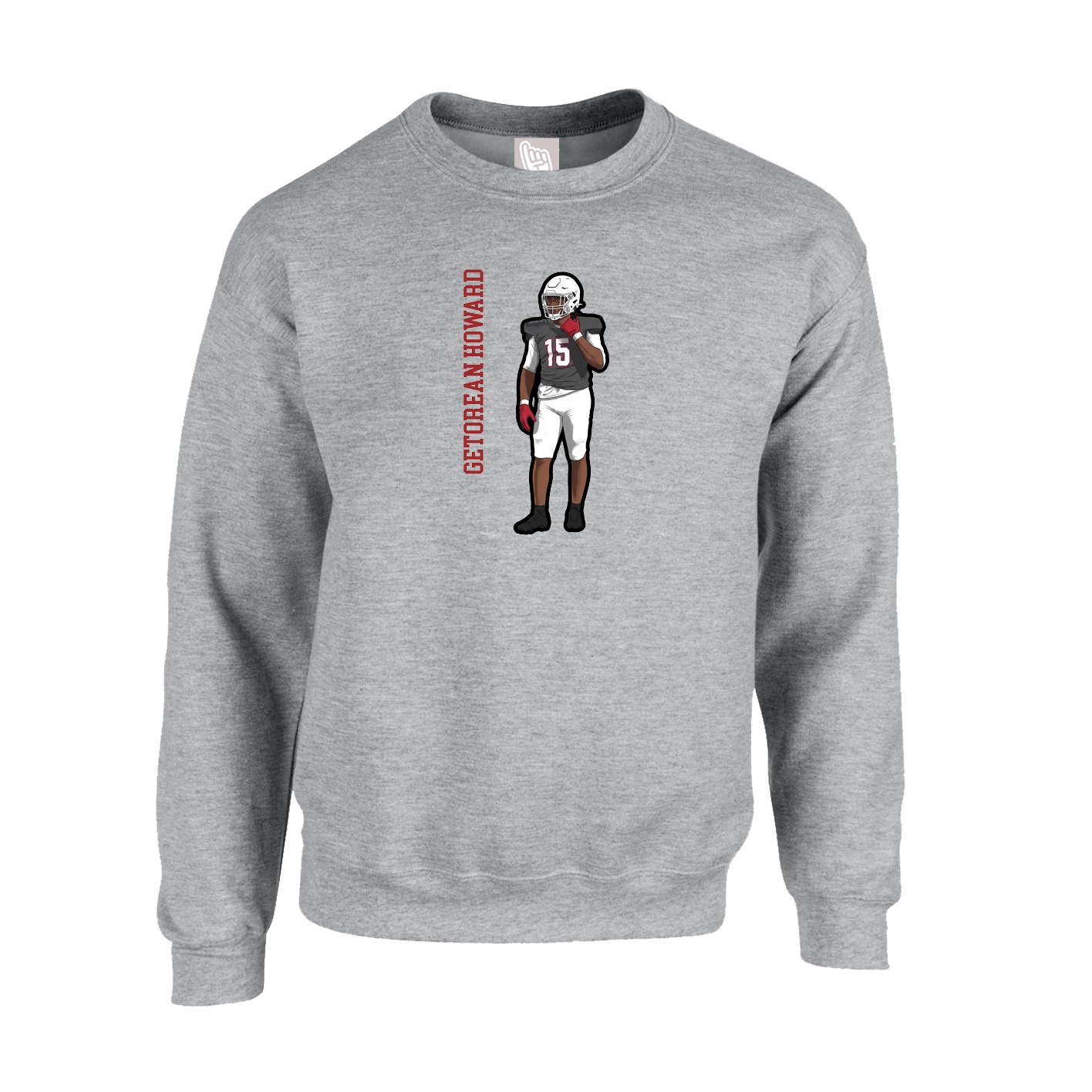 Fleece Crew — Name Vertical in Grey