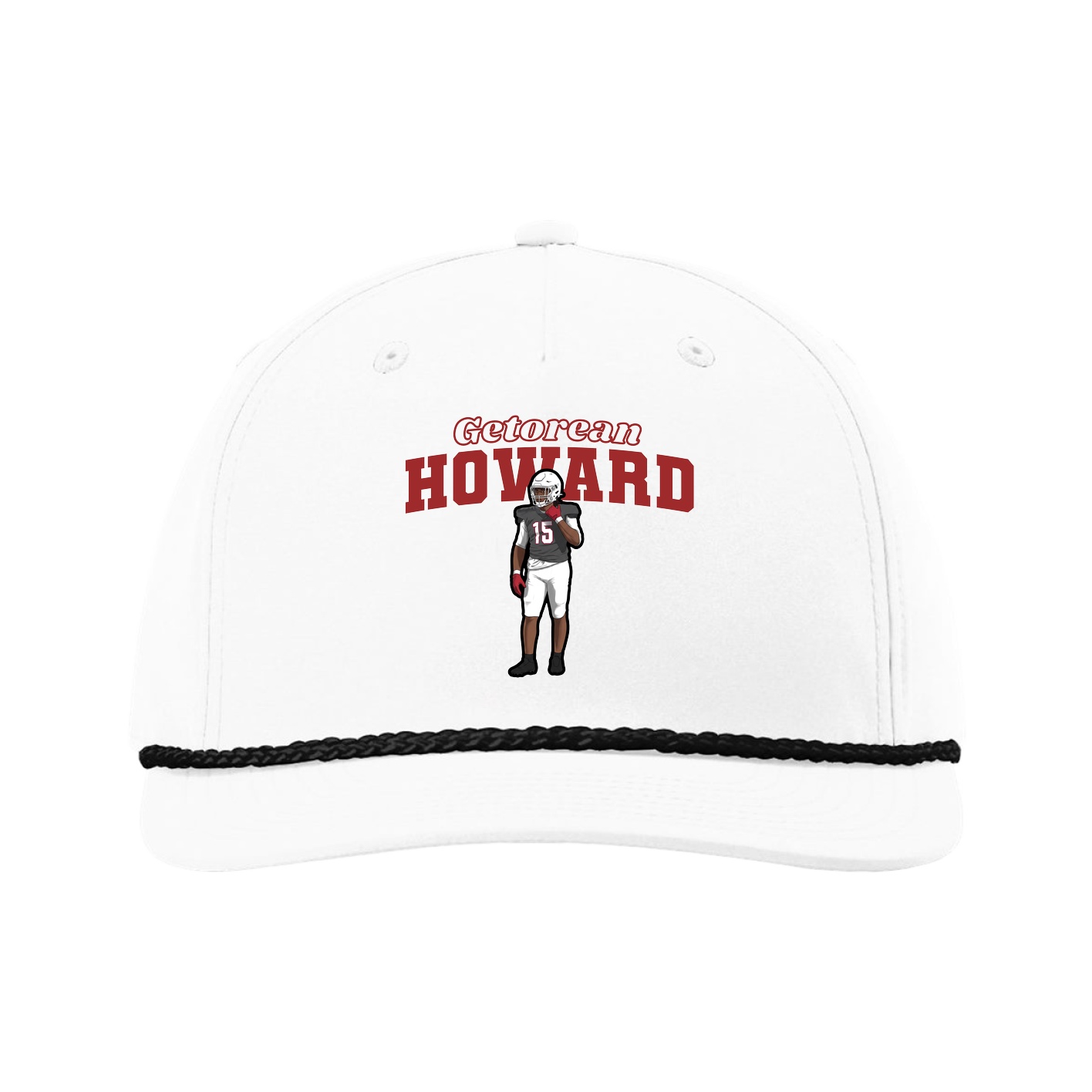 Five-Panel Classic Rope Cap — Name Arch in White