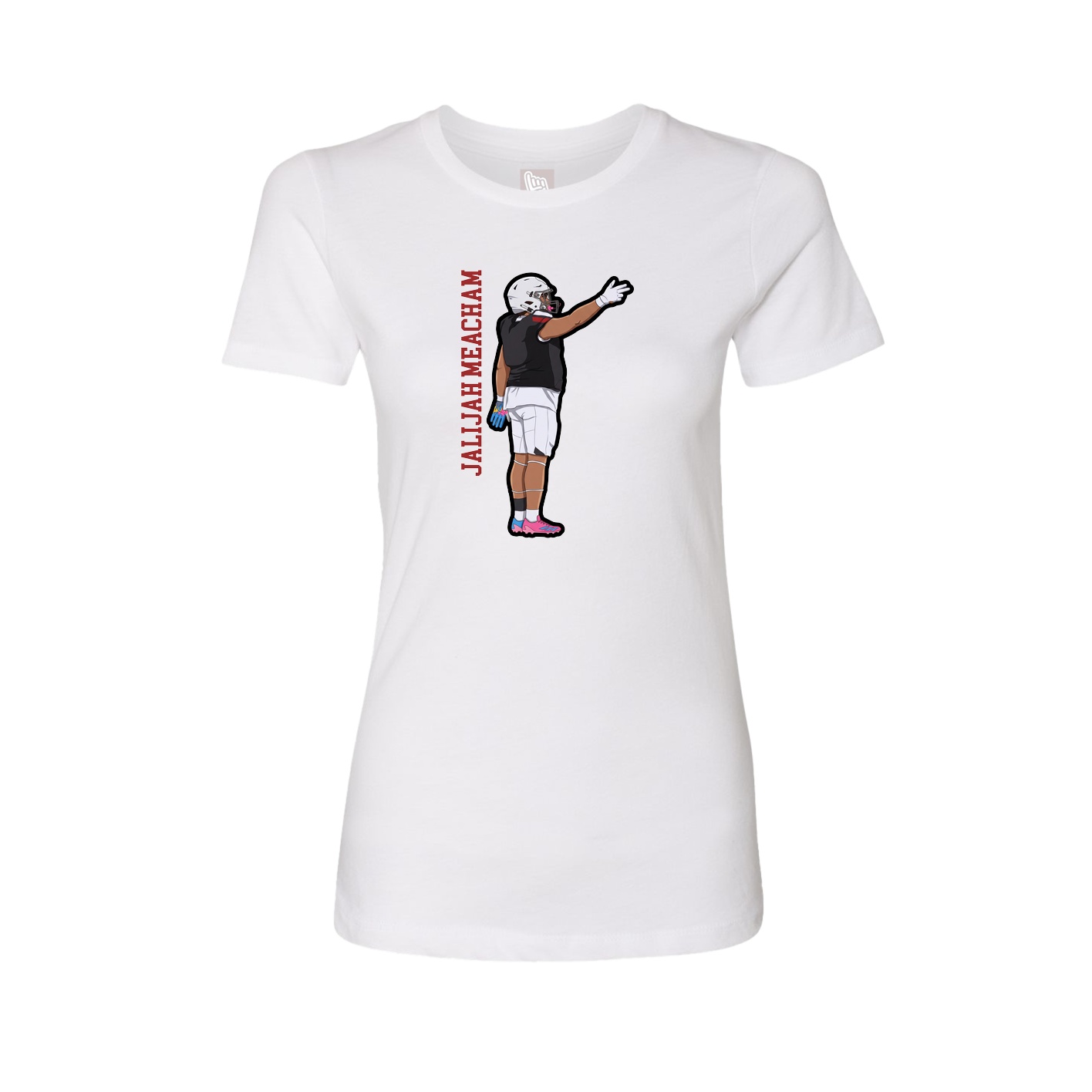 Fitted Women's Tee — Name Vertical in White