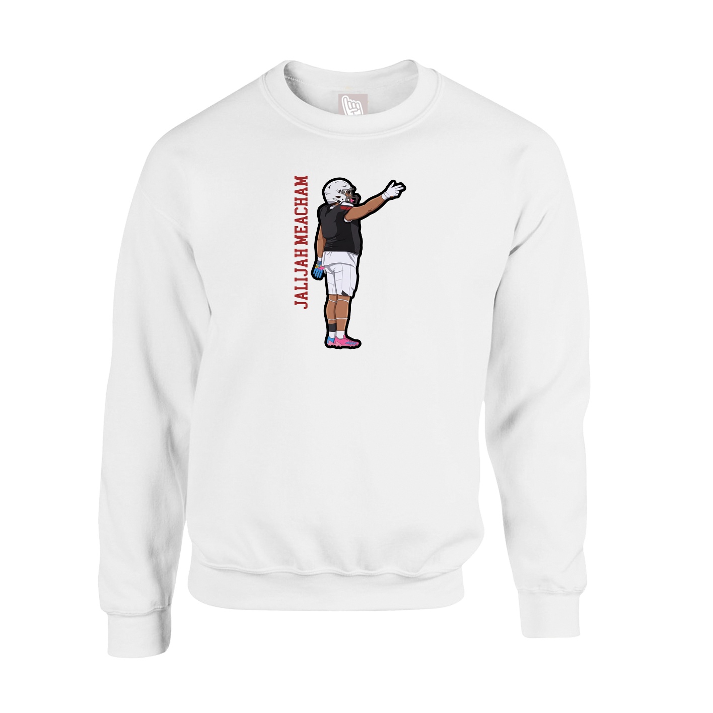 Fleece Crew — Name Vertical in White