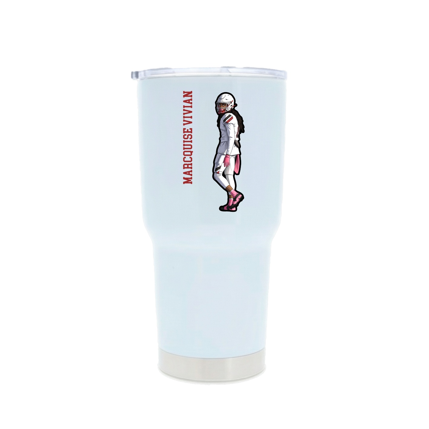 30oz Stainless Steel Tumbler — Name Vertical in White
