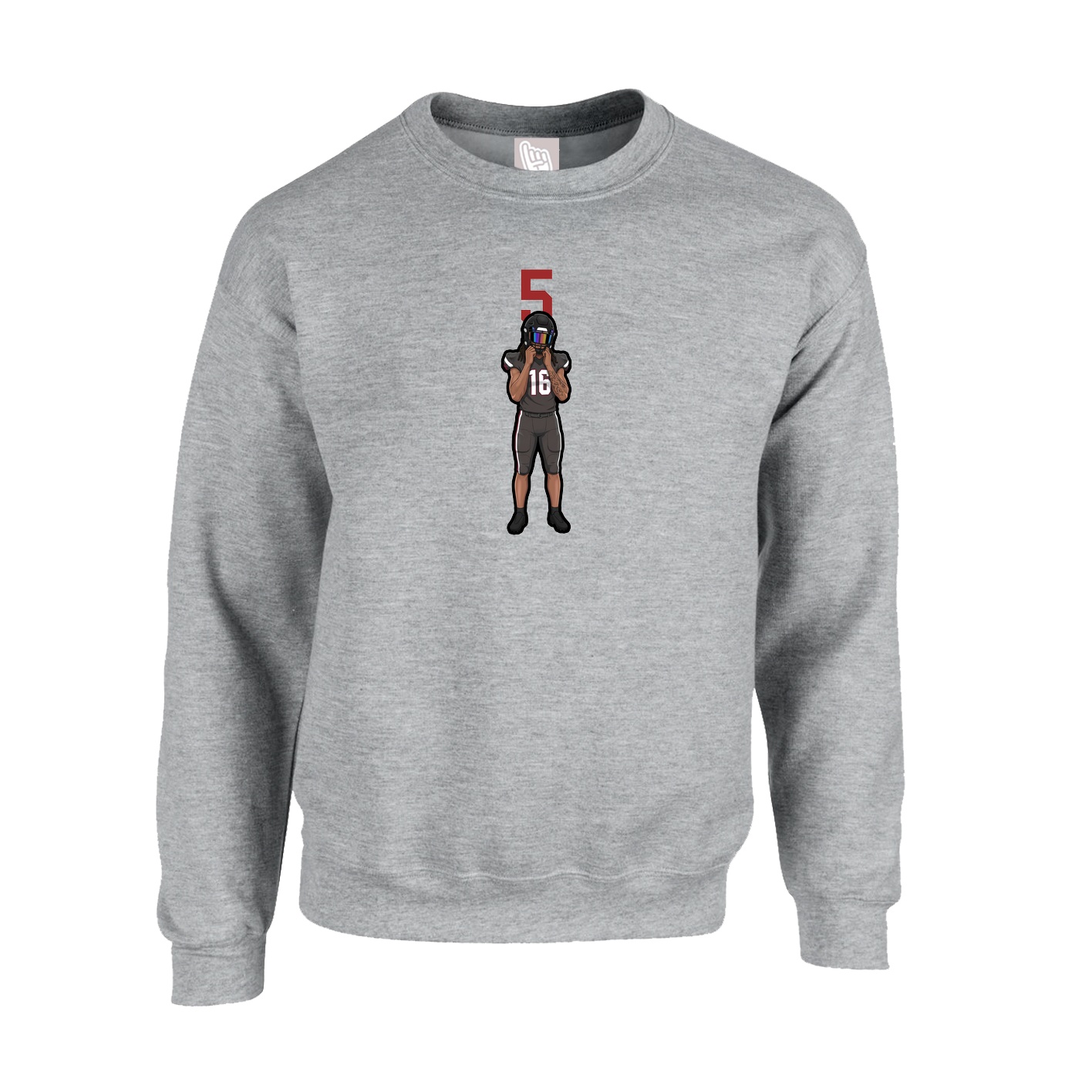 Fleece Crew — Number Top in Grey