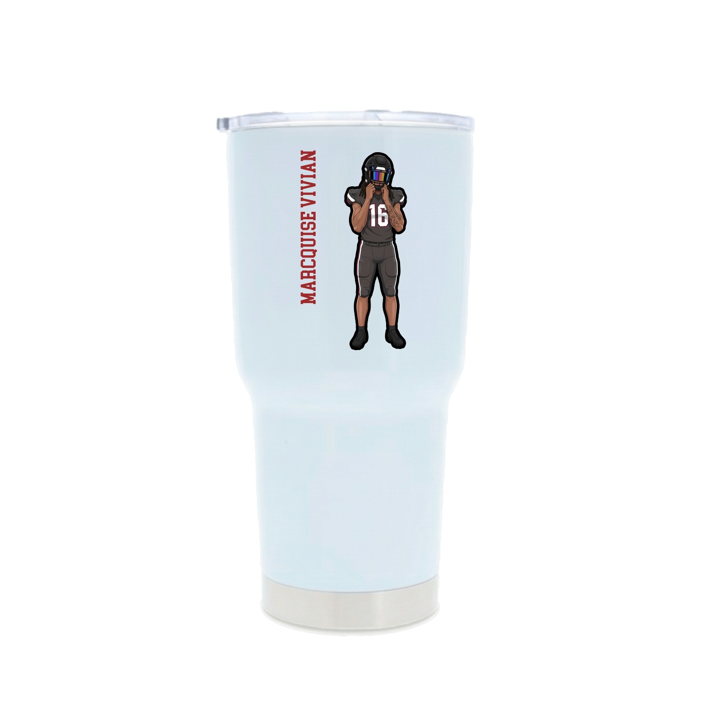 30oz Stainless Steel Tumbler — Name Vertical in White
