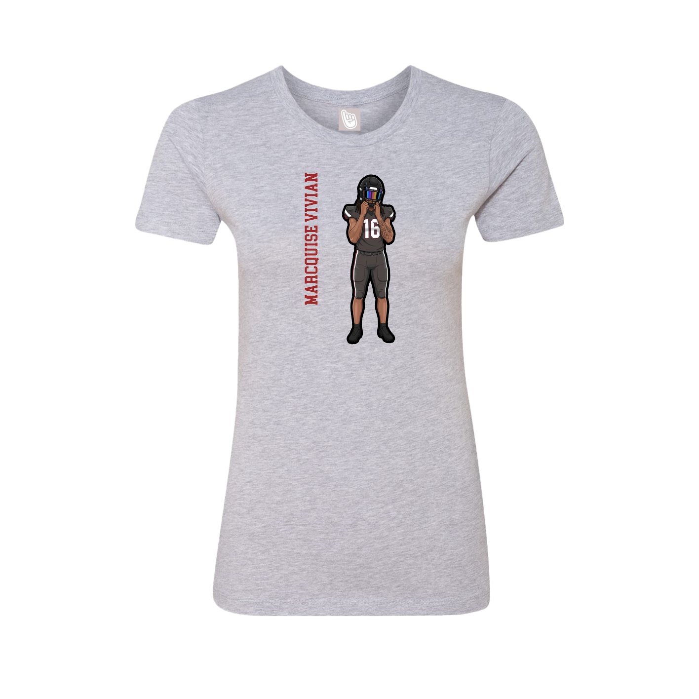 Fitted Women's Tee — Name Vertical in Grey