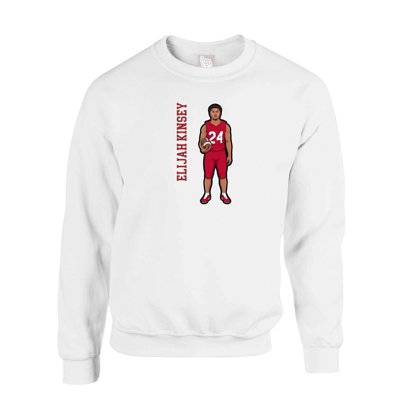 Fleece Crew — Name Vertical in White