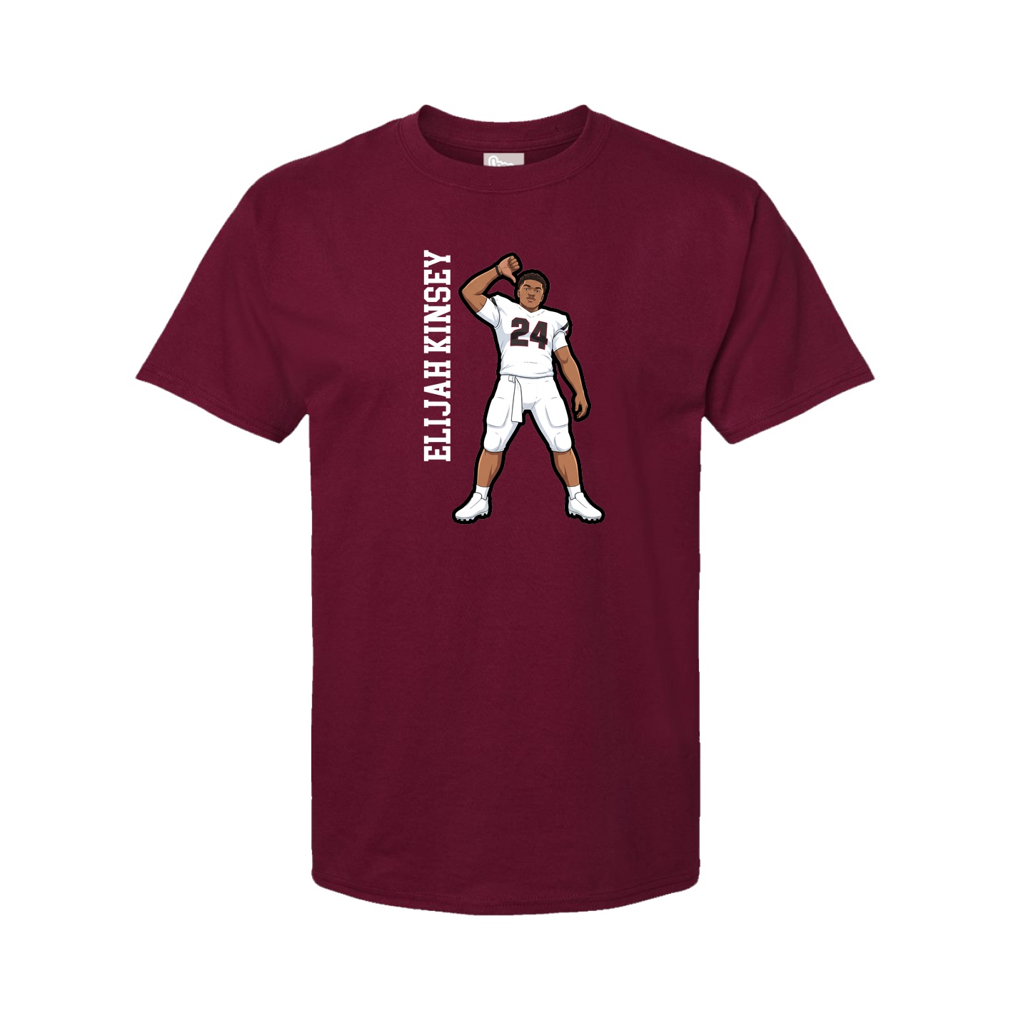 Youth Tee — Name Vertical in Cardinal