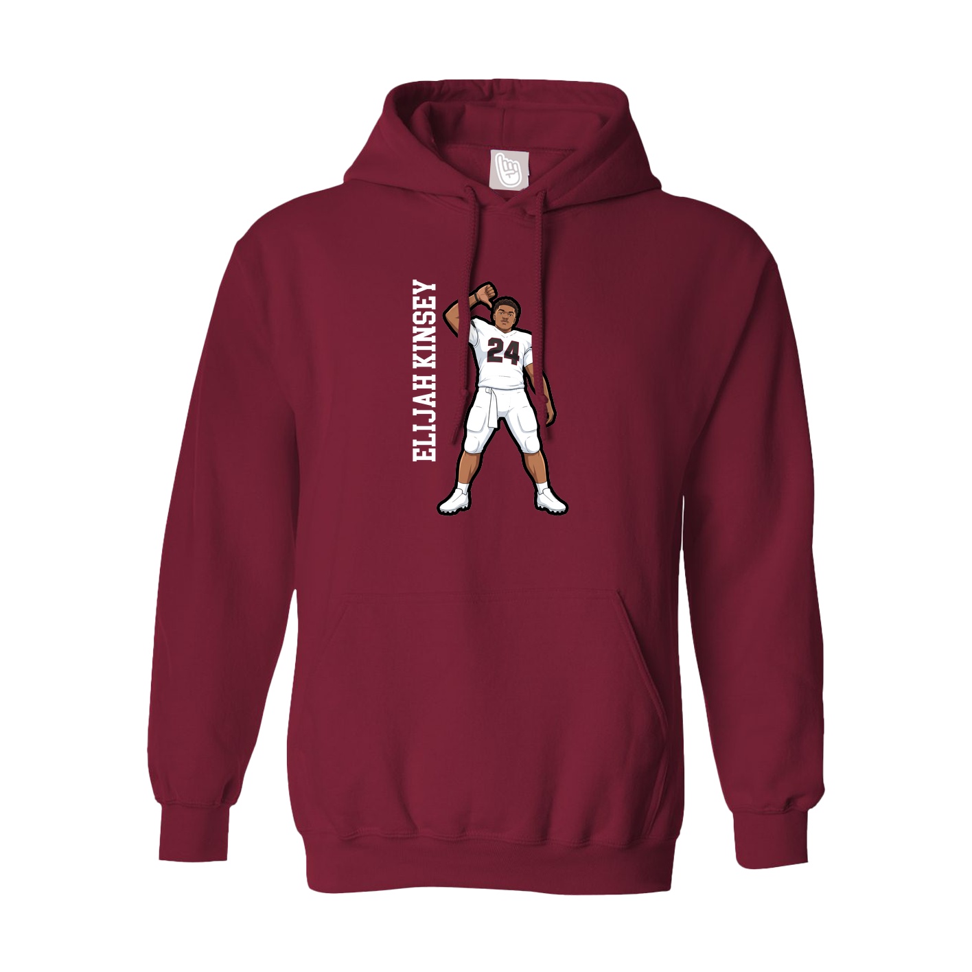 Hoodie — Name Vertical in Cardinal