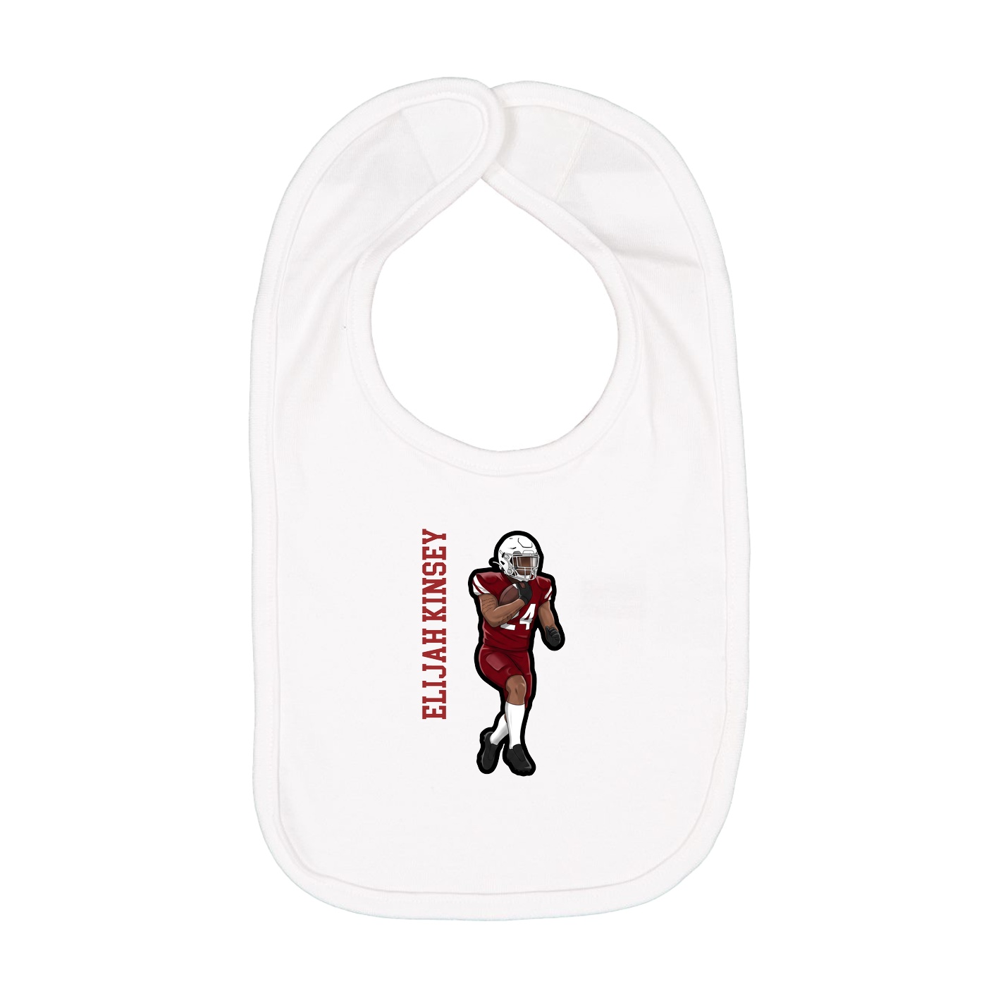 Infant Bib — Name Vertical in White