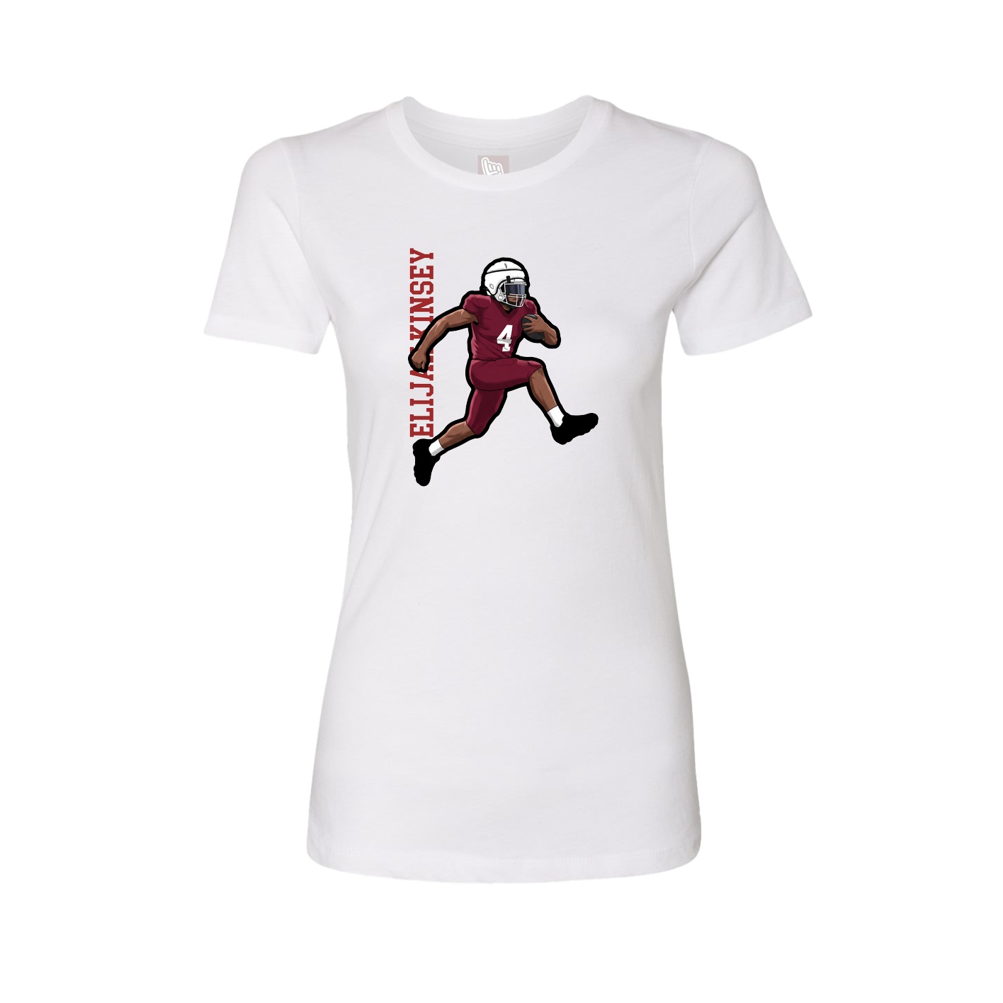 Fitted Women's Tee — Name Vertical in White