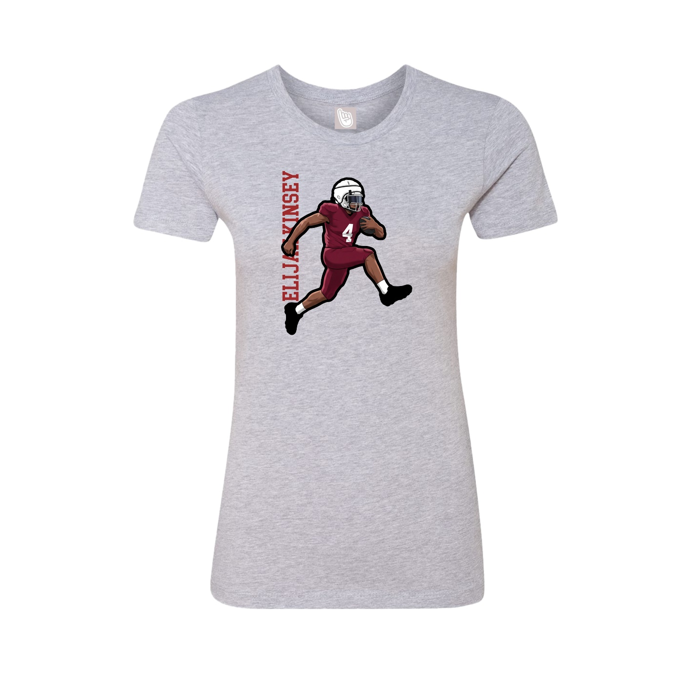 Womens Tee — Name Vertical in Grey