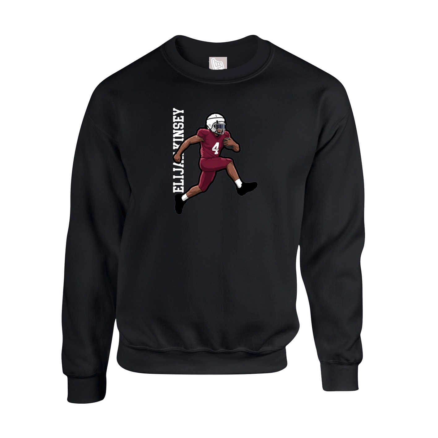 Fleece Crew — Name Vertical in Black