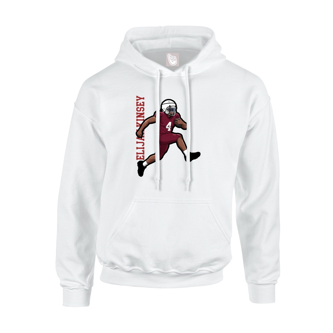 Youth Hoodie — Name Vertical in White