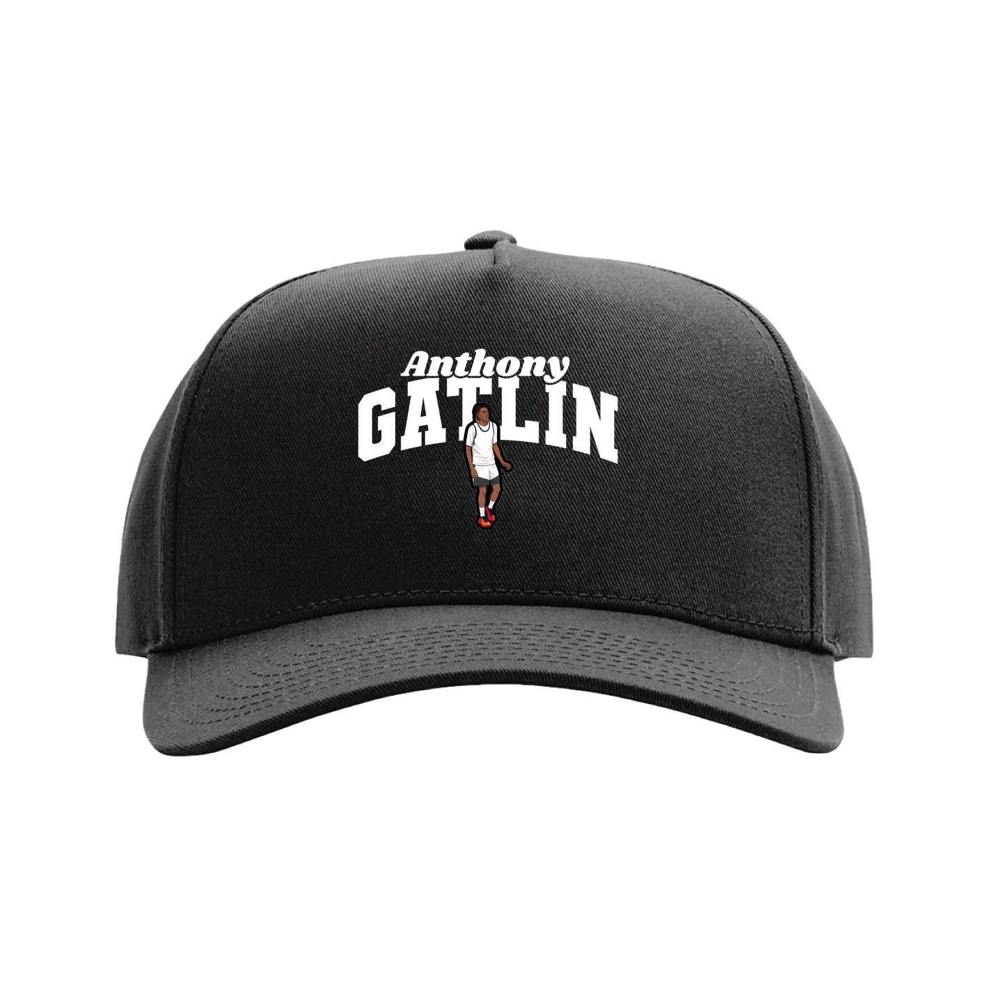 Full Fabric Five-Panel Champ Cap — Signature Arch in Black
