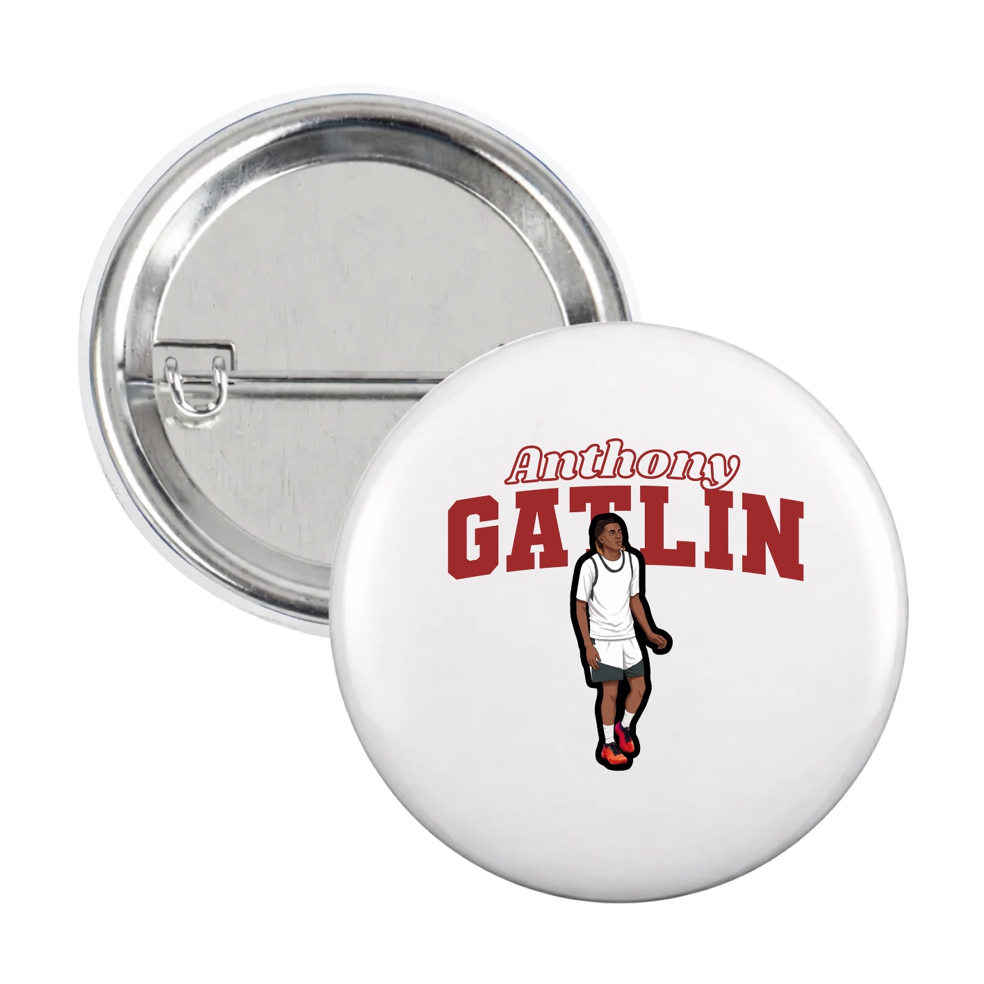 Game Day Button — Name Arch in White
